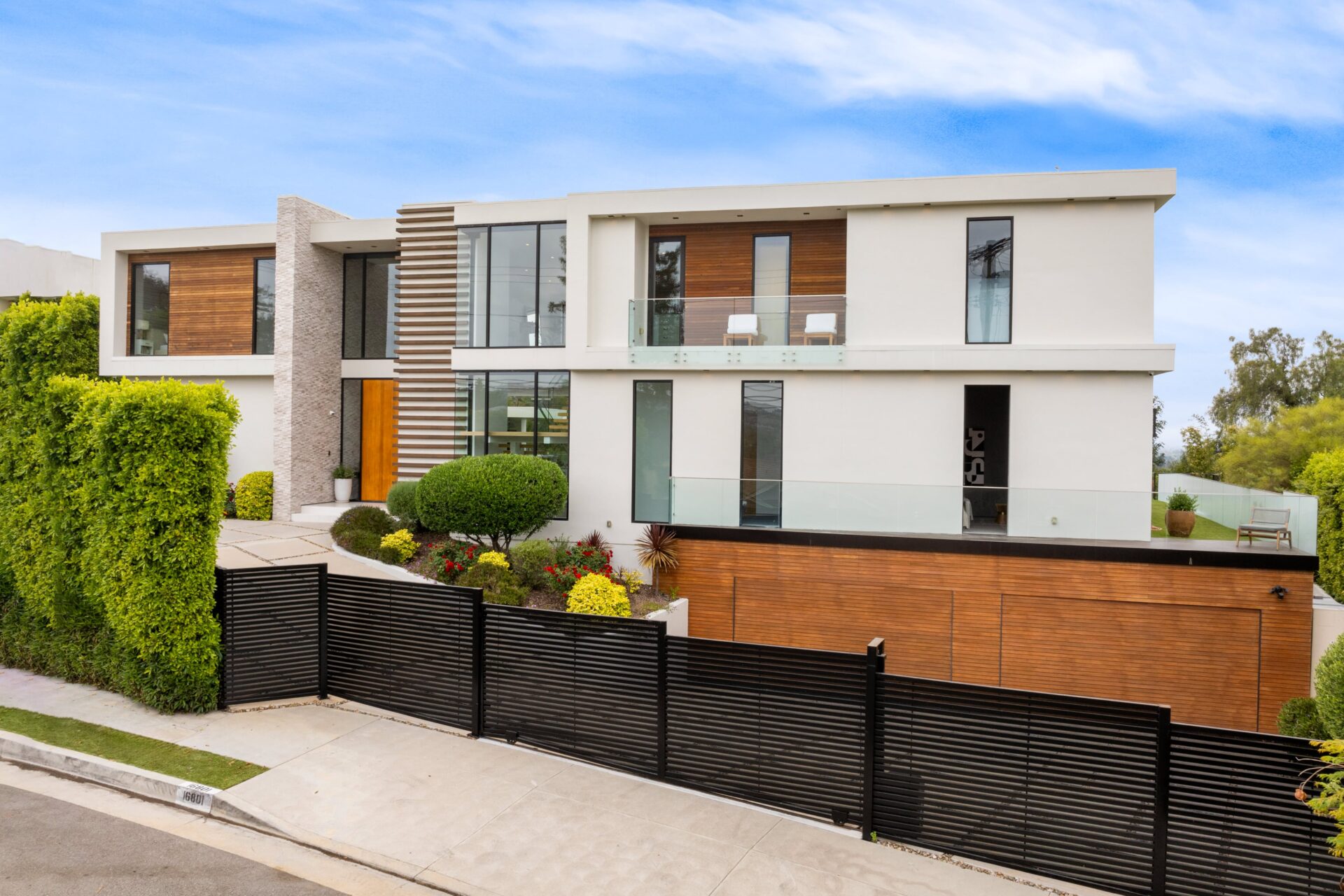 Exterior of white modern home